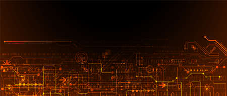 Abstract background on technological and scientific topics. Various techno details with using digital code. Vector format.のイラスト素材