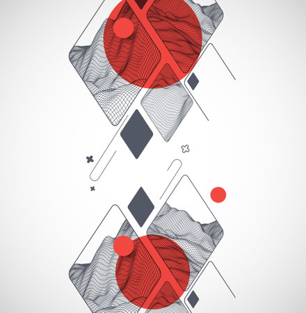 Modern science or technology abstract background. Wireframe spot surface illustration. Vector.のイラスト素材