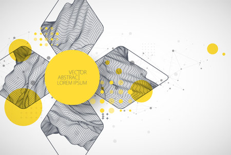 Trendy abstract wireframe background. Modern science or technology art elements. Surface illustration. Vector.のイラスト素材