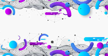 Abstract colorful background. Wireframe trendy fluid cover design.