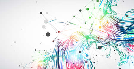 Abstract particle vortex with plexus effect elements and Gradient background lighting.のイラスト素材