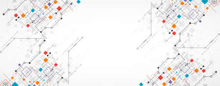 Abstract technology concept. Circuit board, high computer color background. Vector illustration with space for content, web - template, business tech presentation.のイラスト素材