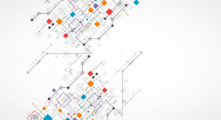 Abstract technology concept. Circuit board, high computer color background. Vector illustration with space for content, web - template, business tech presentation.のイラスト素材