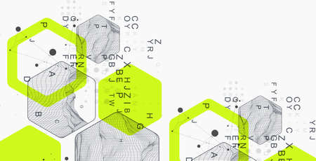 Modern science or technology abstract background using hexagonal shapes. Wireframe spot surface...