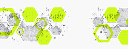Modern science or technology abstract background using hexagonal shapes. Wireframe spot surface...