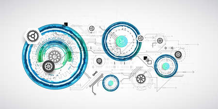 Abstract technology concept. Circuit board, high computer color background. Vector illustration with...