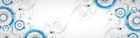 Abstract technology concept. Circuit board, high computer color background. Vector illustration with space for content, web - template, business tech presentation.のイラスト素材