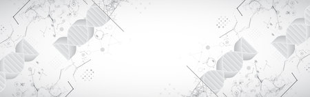 Abstract futuristic background for design works.Science template, wallpaper or banner with a DNA molecules.のイラスト素材