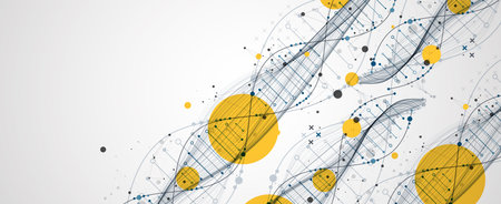 Abstract DNA background with plexus effect. Scientific and technological concept.のイラスト素材
