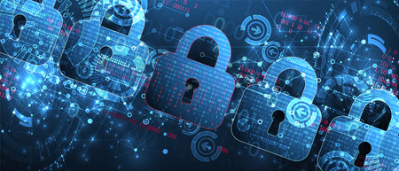 Data security Illustrates cyber data or information privacy idea. Color abstract  internet...