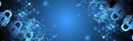 Data security Illustrates cyber data or information privacy idea. Color abstract  internet...