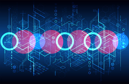 Isometric big data flow processing concept, cloud database. Abstract technology background. Vector illustrationのイラスト素材