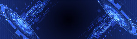 Abstract technology concept. Circuit board, high computer color background. Vector illustration with space for content, web - template, business tech presentation.のイラスト素材