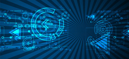 Abstract blue digital communication technology background.のイラスト素材