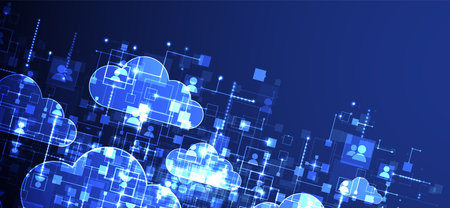 Social media vector background. Network concept with abstract clouds on it.