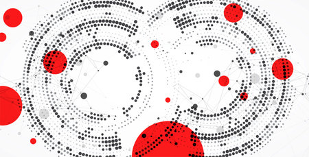 Halftone theme vector. Science abstract background with connecting dots and lines.のイラスト素材