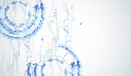 Abstract technology concept. Circuit board, high computer background. Vector illustration with space for content, web - template, business tech presentation.のイラスト素材