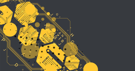 Abstract yellow hexagon futuristic background for design works. Science and technology.のイラスト素材