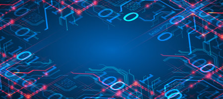 CPU concept. Circuit board. Vector Technology background.