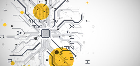 Abstract background on technological and scientific topics. CPU concept. Vector format.のイラスト素材