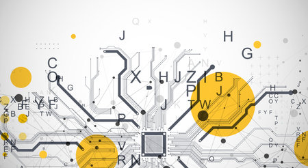 Abstract background on technological and scientific topics. CPU concept. Vector format.のイラスト素材
