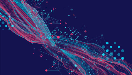 Abstract flowing wave lines. Design element for science modern concept.のイラスト素材
