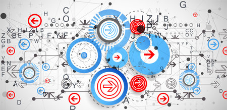 Abstract technology concept. Circuit board, color background. Vector illustration.のイラスト素材