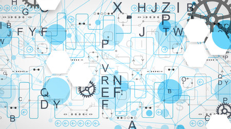 Abstract technology concept. Circuit board, color background. Vector illustration.のイラスト素材