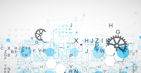 Abstract technology concept. Circuit board, color background. Vector illustration.のイラスト素材