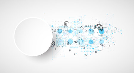 Abstract technology concept. Circuit board, color background. Vector illustration.のイラスト素材
