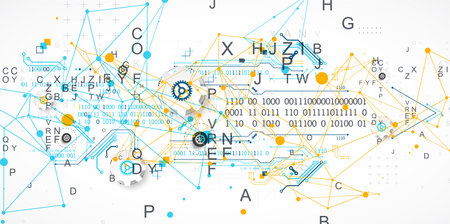 Abstract technology concept. Circuit board, color background. Vector illustration.のイラスト素材