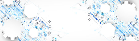 Abstract technology concept. Circuit board, color background. Vector illustration.のイラスト素材