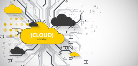 Cloud storage technology. Integrated digital web concept background. Vector