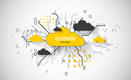 Cloud storage technology. Integrated digital web concept background. Vectorのイラスト素材