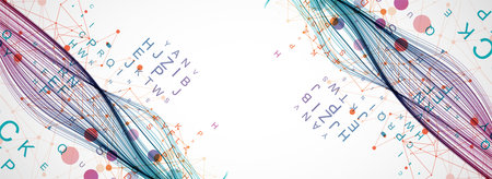 Abstract flowing wave lines. Design element for science modern concept.のイラスト素材