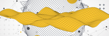 Sphere  theme with connected lines in technology style background. Wireframe illustration. Abstract...