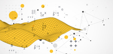 The abstract wave is made in a frame style. Template for science and technology presentation. Vectorのイラスト素材
