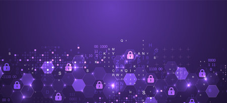Secure digital background. Virtual confidential, programming protection. Vector