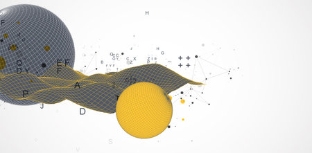Sphere  theme with connected lines in technology style background. Wireframe illustration. Abstract...