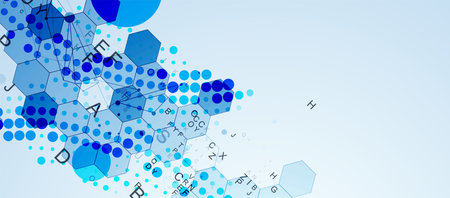 Abstract hexagon background with plexus effect and letters for design works. Vector