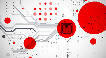 Abstract background on technological and scientific topics. CPU concept. Vector format.のイラスト素材
