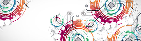 Abstract background. Scientific and technological concept with the use of technical elements formed in the shape of a circle. Vectorのイラスト素材