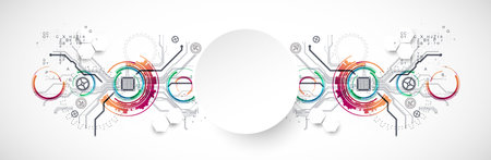 Abstract background. Scientific and technological concept with the use of technical elements formed in the shape of a circle. Vectorのイラスト素材