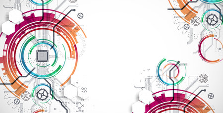 Abstract background. Scientific and technological concept with the use of technical elements formed in the shape of a circle. Vectorのイラスト素材
