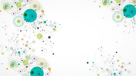 Abstract  technological background  with cogwheels and plexus effect. Vectorのイラスト素材