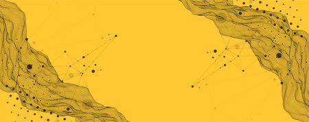 The abstract wave is made in a frame style. Template for science and technology presentation. Vectorのイラスト素材