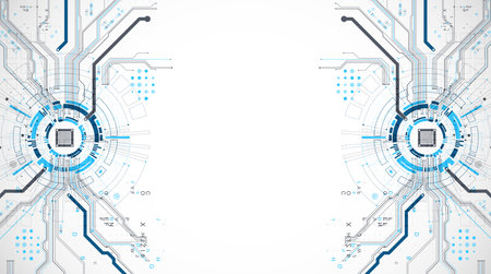 Abstract background with plexus effect. Scientific and technological concept with the use of technical elements formed in the shape of a circle. Vectorのイラスト素材