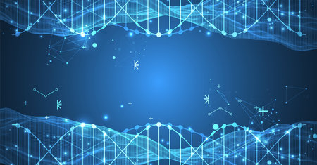 Abstract futuristic wireframe background for design works.
Science template, wallpaper or banner with a DNA molecules.のイラスト素材