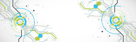 Abstract background with plexus effect. Scientific and technological concept with the use of technical elements formed in the shape of a circle.のイラスト素材