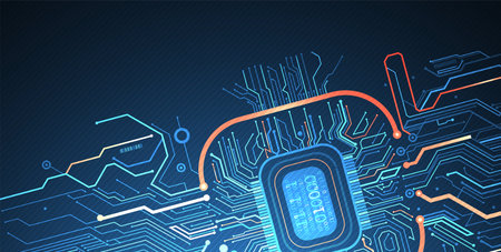 Abstract background on technological and scientific topics. CPU concept. Vector format.
